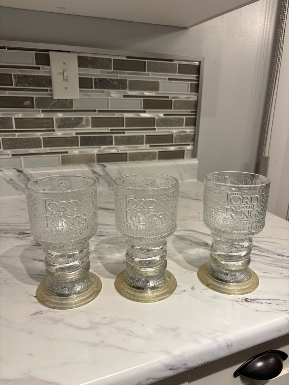 Vintage Lord Of The Rings Glass Goblets with light up bottoms